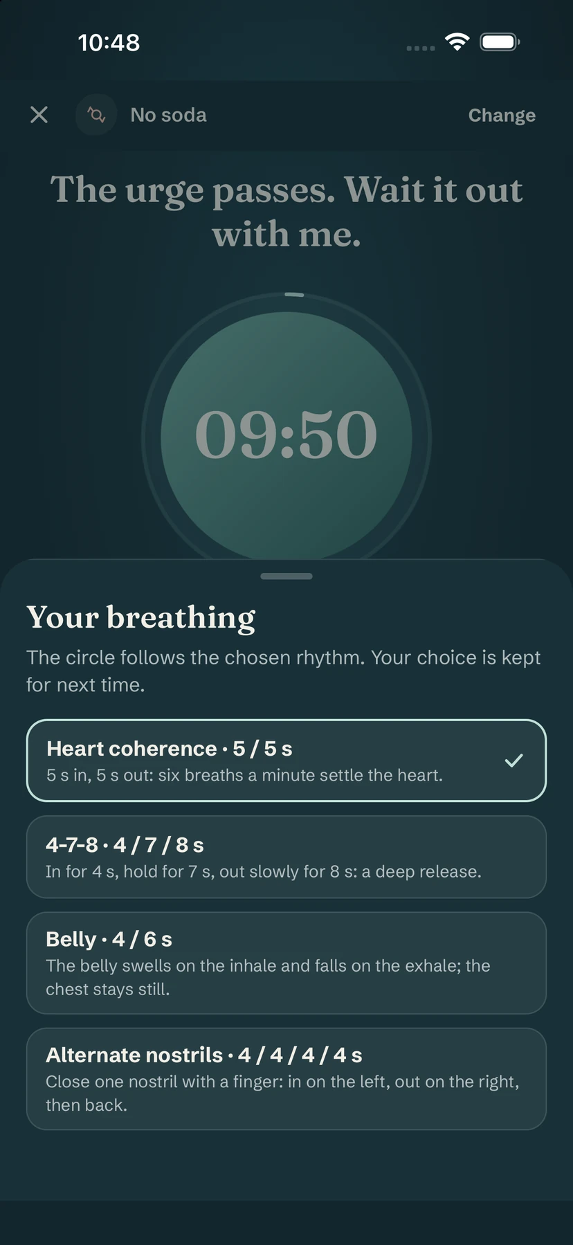 Breathing picker with heart coherence, 4-7-8, belly and alternate nostrils