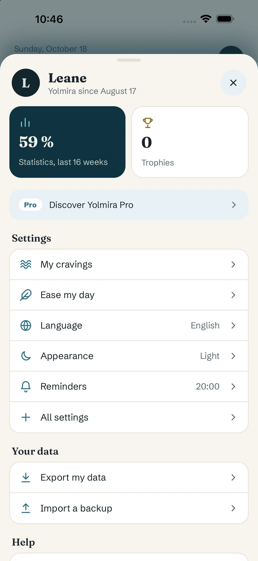 Your space with statistics, trophies, Pro and settings